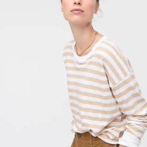 J. Crew Long-Sleeve Slub Cotton T-shirt in Stripe - Women’s Medium